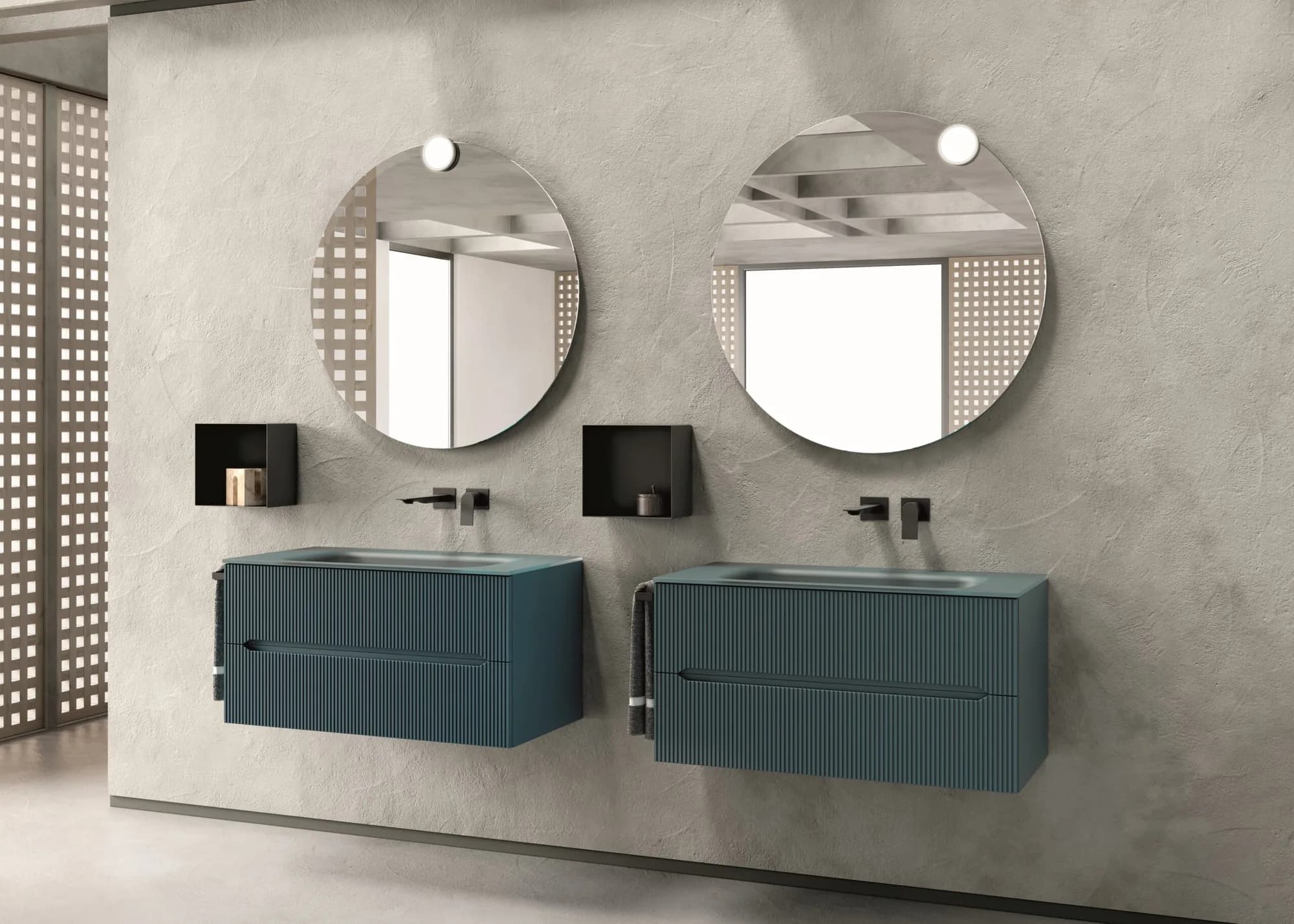 Bagno doppio lavabo ottanio