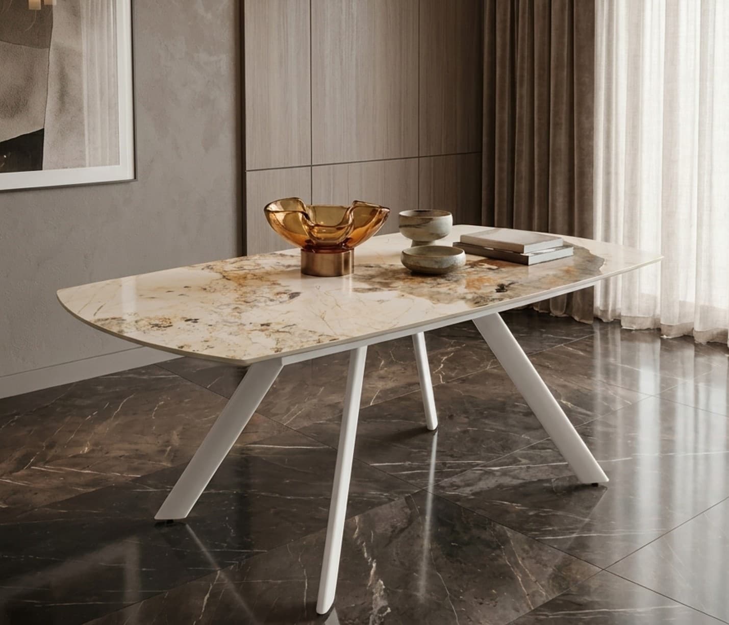 Tavolo con piano in gres allungabile in omaggio